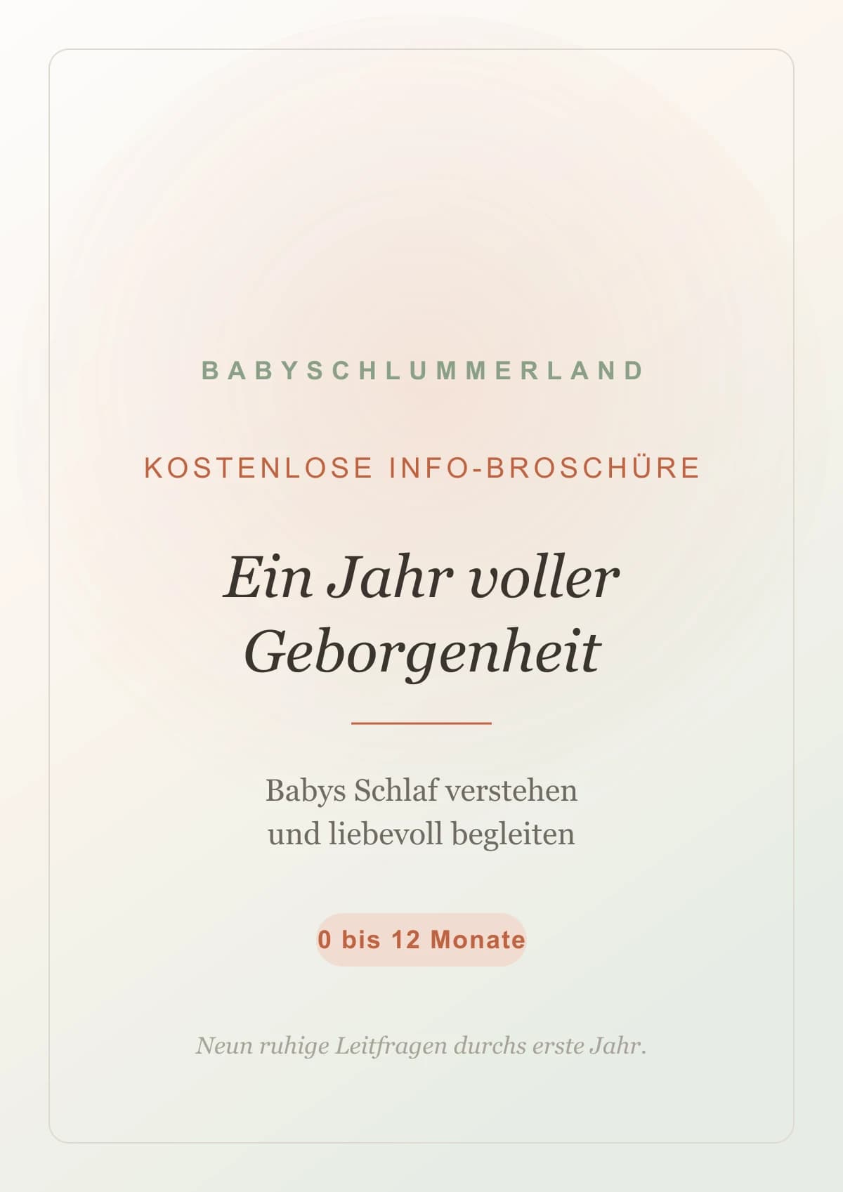 Cover der Lang-Broschüre Ein Jahr voller Geborgenheit, Babys Schlaf verstehen